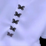 Solid Color T-shirt Stylish Butterfly Three-dimensional Decoration Female Summer Elegant V-Neck Sexy Backless Pullovers-Outfit