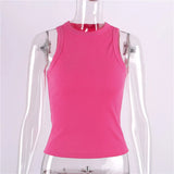 Fongt New Slim Rib Sleeveless T-Shirt Jacket Female Short Sexy Slim