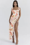Fongt Summer New French Slings Wood Ear Design Picties Open Fork Dress Dress Woman