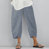 Vintage Floral Printed Pants Summer Women Cotton Linen Trousers Harem Pants Elastic Waist Loose Pantalon