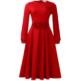 Fongt Women's New Round-Necked Long-Sleeved Three-Dimensional Flower Dresses For African Dresses In Autumn/Winter 2025