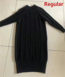 Thicken Plush Velvet Lined Sweater Dress Women's Fall Half Turtleneck Rib Knit Bottom Dresses Elegant Warm Vestido