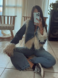 Fongt And Winter Long-Haired Cowboy Splicing Metal Coat Women Warm Comfortable Fashion Temperament Retro Feel Out Of The Street Eye