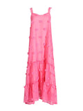 Fongt 2025 New Fashion Design Feel Shoulder Strap Three-Dimensional Flowers Embellished Large Dress With Long Cake Dress Dress