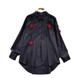 Fongt Niche Design Three-Dimensional Flower Shirt Women's Autumn Loose Thin Ocean To Reduce The Age Of Chic Light Luxury Blouse