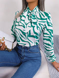 Fongt Shooting 2025 Spring And Summer Temperament Hit Color Stripe With Lantern Sleeve Chiffon Shirt Women's Clothing