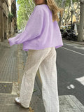 Solid Buttoned Cardigan-Outfit
