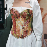 Fongt Buckle Short Tectorial Corset Monet Oil Painting Hottie Fish Bone Abdominal Boobs Boobs Boobs