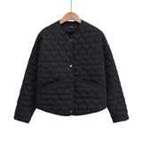 Fongt Women's Explosive Heart-Shaped Quilt Cotton Coat Women's Korean Version Of The Round-Neck Jacket Cotton Suit