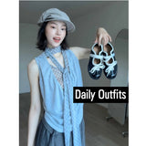 Fongt Fake Two T-Shirt Girls Summer Tsets Hot Girls Pure Blouse Trousers Fashion Set