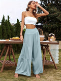 Fongt Summer Leisure Wide-Legged Cotton Pop High-Waisted Loose Trousers Women's Trousers