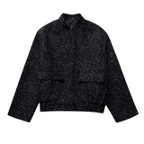 New Women's Pocket Decoration Short Jacket Bead Piece Jacket 7925993-Outfit