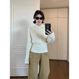 Fongt Hollow Capped Linen Cashmere Sweater In Autumn And Winter To Show Thin Soft Glutinous Inside Knitted Shirt Top