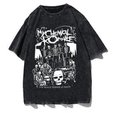 Fongt Summer New Spear Cranium Series Print T-Shirt Black Cotton Men And Women Universal Size