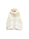 Knit Sleeve Down Vest Female 2024 Winter New Fashion Hooded Design Sense Warm Small People Wearing A Vest-Outfit