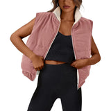 2024 Ladies Autumn And Winter New Vest Lamb Wool Zipper Sleeveless Double-Sided Thermal Jacket Jacket-Outfit