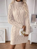 Fongt And Winter New High-Collared Collared Turtleneck Sweater Knitted Long-Sleeved Dress