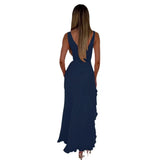 Fongt Sexy V-Necked Leaf-Side Opening Dress 2024 Spring/Summer New Slings Long