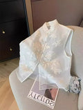 High-End Women's Wear New Chinese Embroidery Eugen Gauze Collar Buckle Vest 2024 Women's Spring And Summer Style Vest-Outfit
