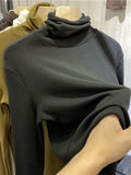 Fongt Women's New Fall 2024 Air Stack Collar With A Long-Sleeved T-Shirt And Warm Top-Outfit