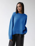Fongt And Winter Explosion Of Women's Knitted Shirt Round-Neck Solid Color Loose Sweater