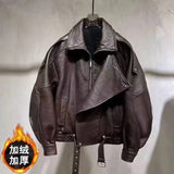Fongt Heavy Industry Pu Leather Jacket Autumn Sweet Cool Hot Babes Oversize Premium Locomotive Jacket
