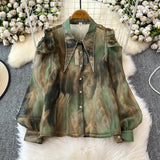 Fongt Ancient Port Style Design Sense Niche Shirt Women Autumn New French Temperament Age Reduction Lantern Sleeve Chic