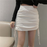 2025 New Drawstring Short Skirt Female Version Of High-Rise Thin Hot Girl A-Shaped Skirt Small Knitted