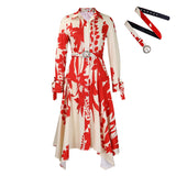Fongt Women's Summer New Long-Sleeved Print Clip Irregularly Easier Grand African Dress
