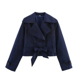 Fongt Tie With Long-Sleeved Wind Coat Jacket 2025 New Products In The Spring And Autumn