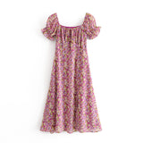 Fongt Women's Chiffon Floral Short-Sleeved Dress 6339