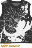 Sweater Vest Spider web Dark Goth Graphics Harajuku Women's Knitted Streetwear Fashion Sleeveless vest Pullover Punk