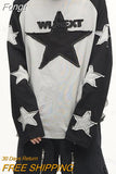 Star Embroidery Y2K Pullover Women's Contrast Patch Harajuku Dress Long Sleeve Preppy Long Sports