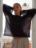 Fongt Knitted Jersey 2025 Spring And Summer New Female Perspective Thin Round Collar Horn Sleeve Knit T-Shirt