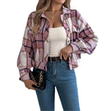 Shooting Autumn And Winter Casual Lattice Fake Pocket Long Sleeve Jacket Jacket Women's