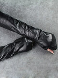 PU Leather Long Gloves Ladies Hole Black Arm Sleeve 2020 Spring Female Gloves Accessories Fashion