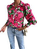Wise Hot Style Autumn New Long Sleeve V Neck Button Leopard Print Shirt Woman-Outfit