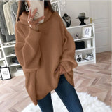 Fongt And Winter Hot Style Fashion Women's Casual Knit Sweater Loose Solid Color Turtleneck Sweater Women's