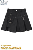 Dark Sexy Gothic Mini Skirts Black Grunge Punk Style Pleated High Waist Women Skirt With Rivet Patchwork Fashion
