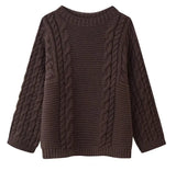 Fongt Women's INS Burst Round Horn Horn Sleeve Knitted Loose Sweater