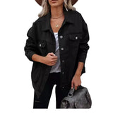 2025 New Fashion Denim Jacket Women's Lapel Long Sleeve Cotton Jacket Jacket-Outfit