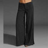 Fongt Women's Trousers Spliced Thin Multi-Pocket Broad-Legged Ladies Trousers