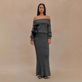 Fongt Women's Clothing 2025 Autumn New Breast-Wear Sexy Open Shoulder Half-Dress Suit Female