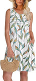 Fongt Women's Casual Round Collar Foldless Pocket Dress
