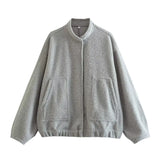 2024 New Vertical Collar Loose Version Multicolor Women's Woolen Casual Coat 5070629-Outfit