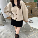 Polo Coloured Sweater Cardigan Coat Girl 2024 New Fashion Sweater Sweater Girl-Outfit