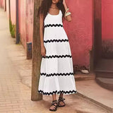 Fongt Summer New Simple U-Word Collar Ripple With Chest Solid Color A-Word Slip Skirt-88003-Outfit