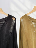 Fongt And After Two Wear Sand Dune Waste Wind Top Hole Long Sleeve T-Shirt Hollow See-Through Blouse Rope Tie Tie Girl-Outfit