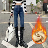 Fongt High-Waisted Jeans Women's Fall 2024 New Versatile Slim Slim Tight Pants-Outfit