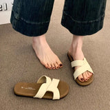 Fongt Soft Base Without Tired Feet Cross Word Drag Summer New Fairy Style With Skirt Flat Beach Sandals